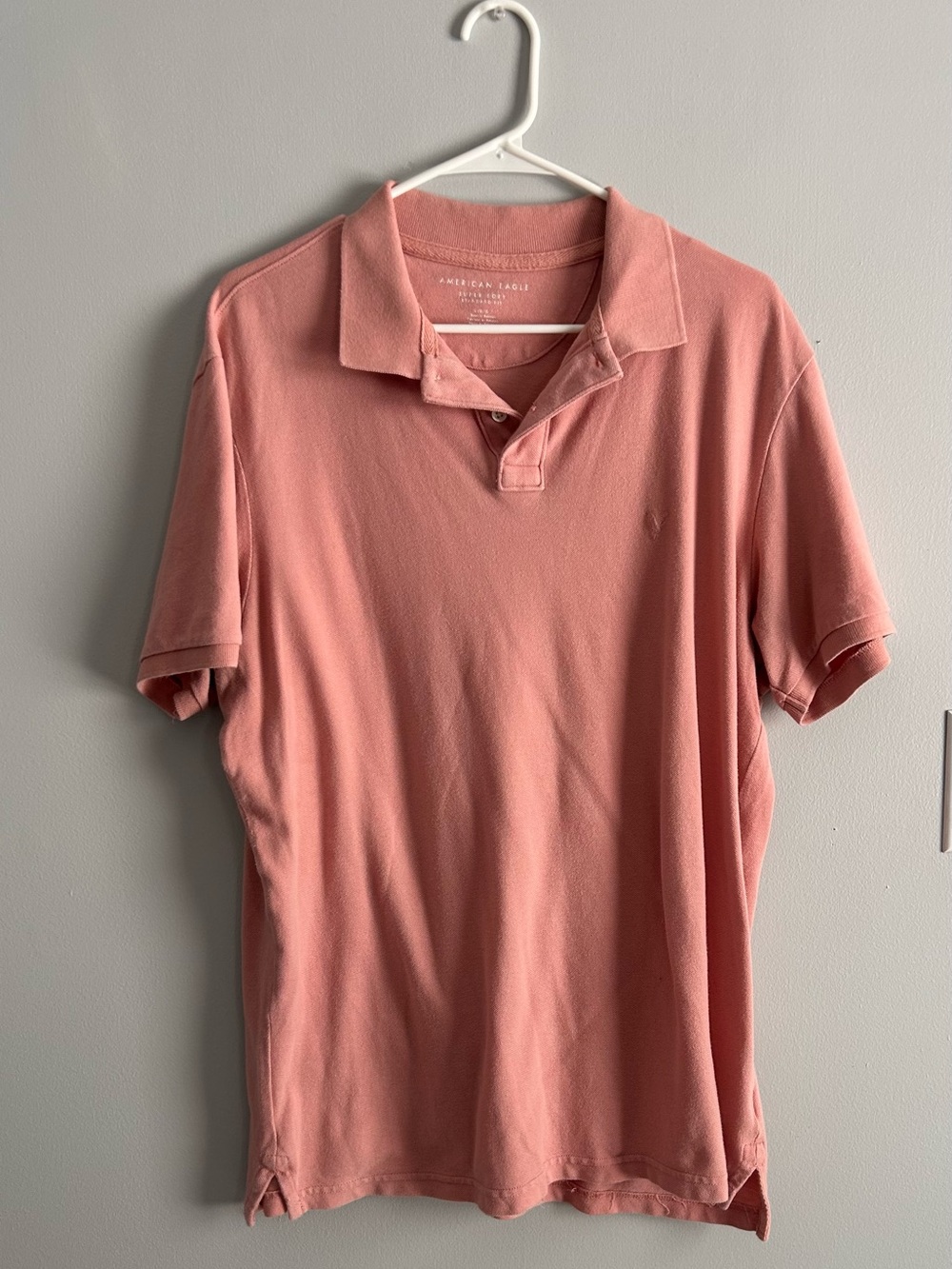 American Eagle Pink Polo Shirt Super Soft Standard Fit Size L
